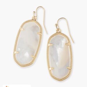 Kendra Scott Elle Gold Drop Earrings in Ivory Mother-of-Pearl